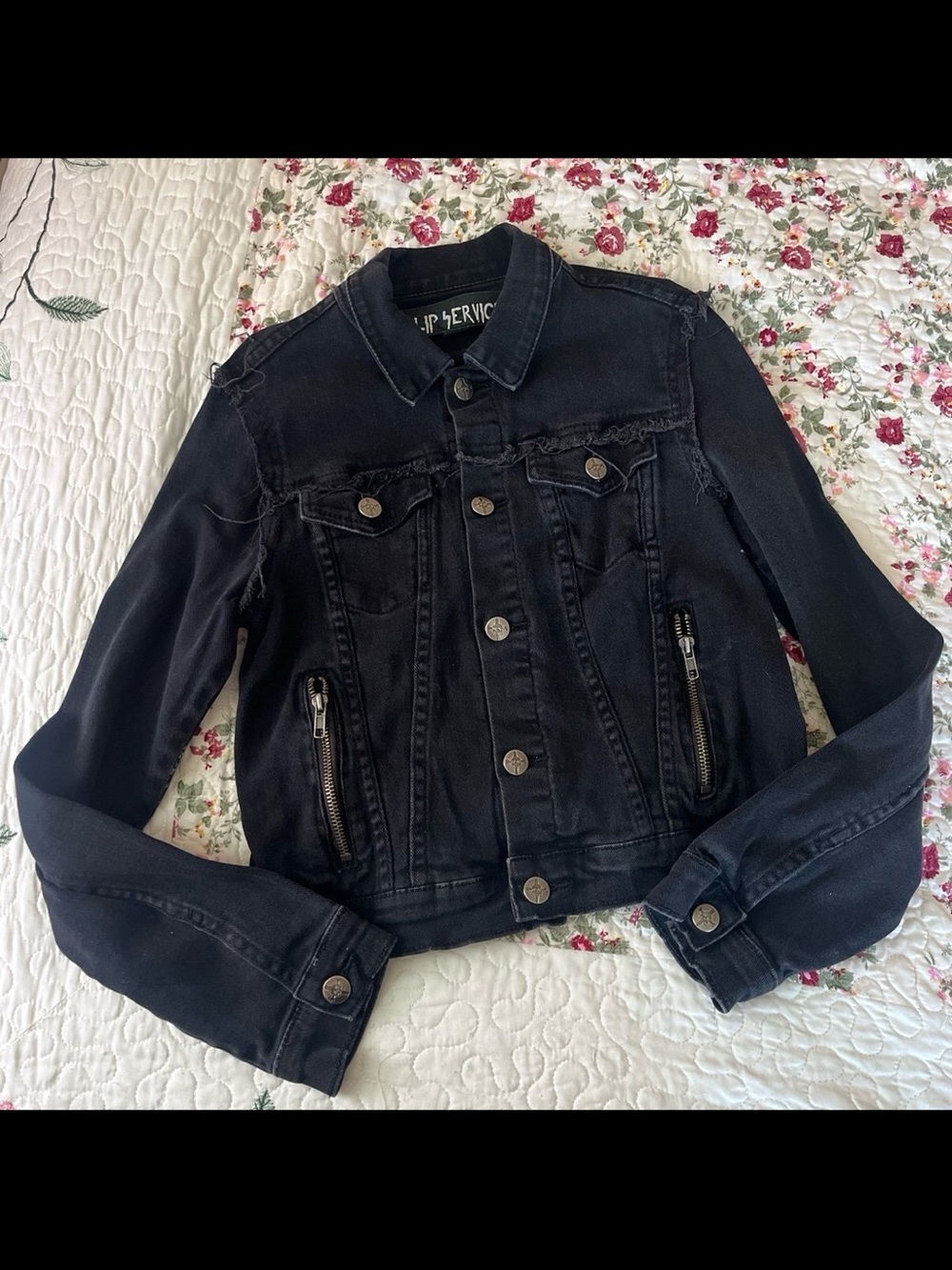 Lip service black denim jacket